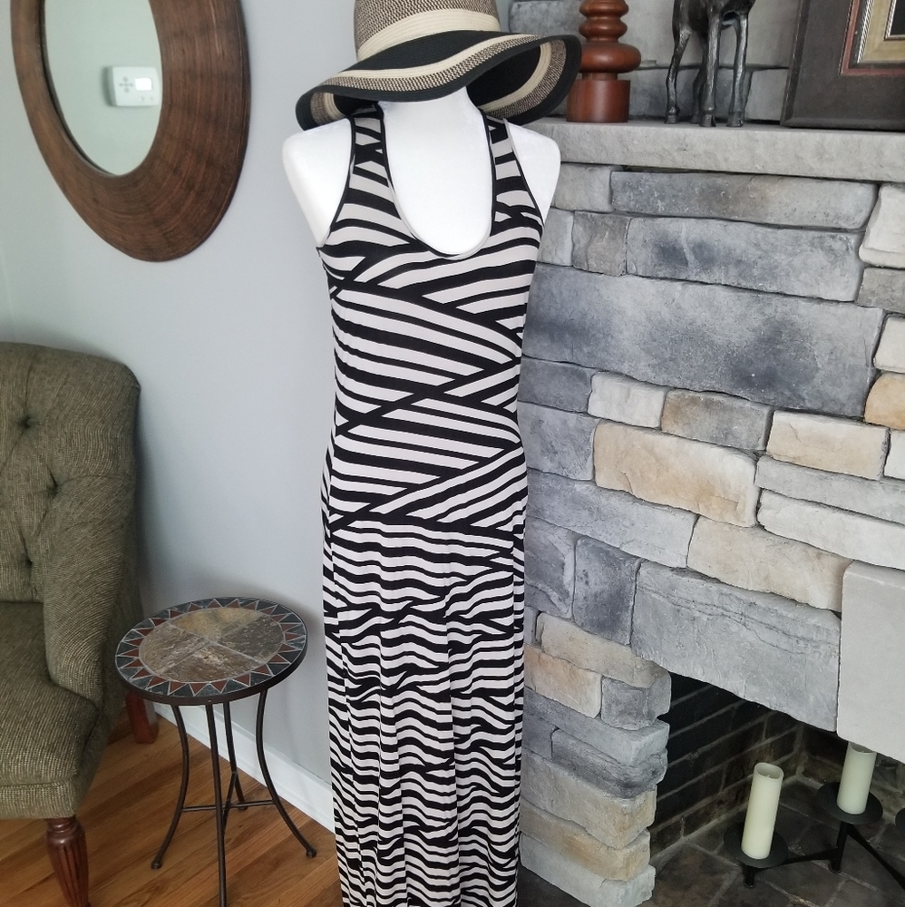 Calvin Klein Striped Racerback Maxi Tank Dress